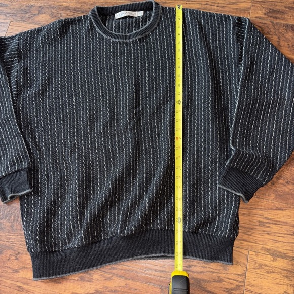 Vintage Shenandoah Sweater Mens Black/Gray Patterned Cotton Knit Crewneck USA XL - Picture 5 of 7